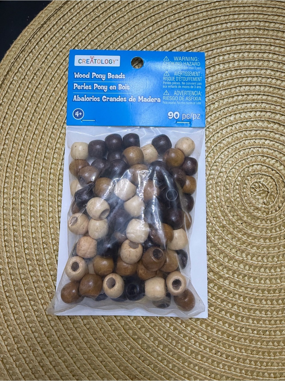 Creatology Wood Pony Beads - Brown & Cream Mix